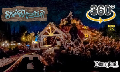 VR 360 5K Splash Mountain at Night On Ride POV with Queue Disneyland 2022 01 09