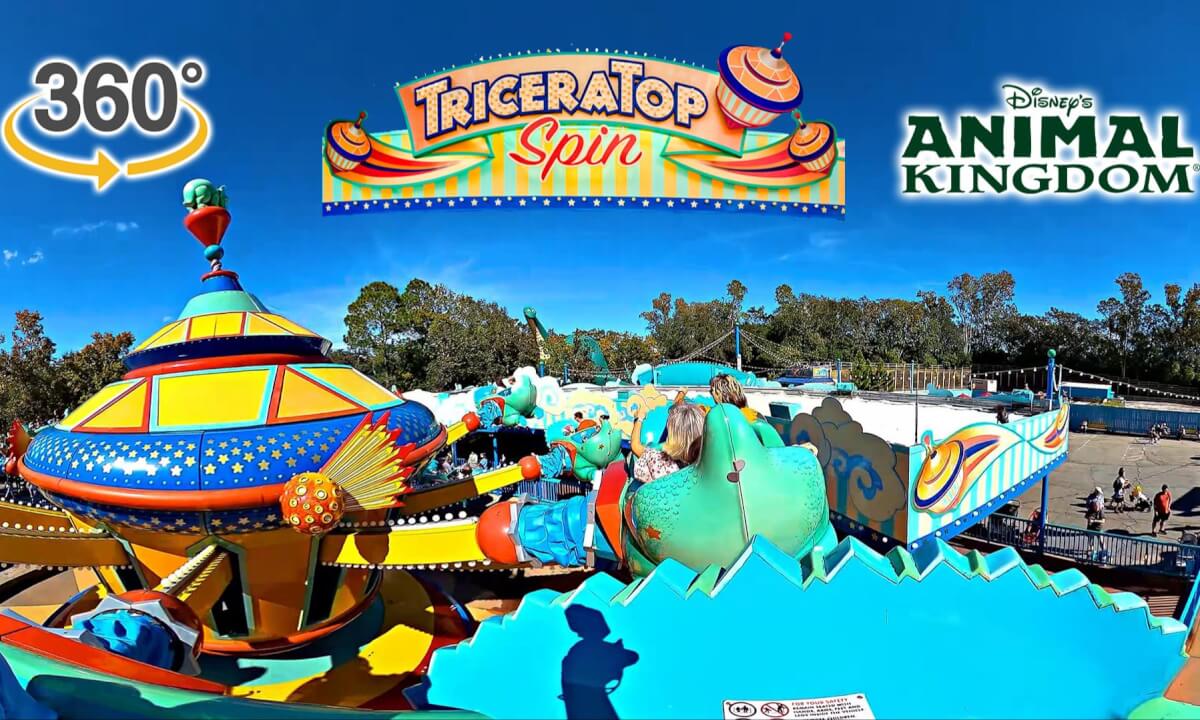 VR 360 TriceraTop Spin On Ride POV Disney's Animal Kingdom 2024 11 28