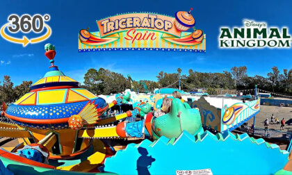 VR 360 TriceraTop Spin On Ride POV Disney's Animal Kingdom 2024 11 28