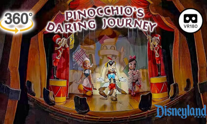 VR 360 Pinocchio's Daring Journey On Ride Low Light POV Disneyland 2025 09 20