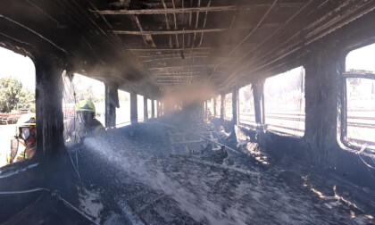 A train car caught fire at Kishon maintenance station in Haifa. Firefighters arrived swiftly on the scene and extinguished the blaze using high-pressure water hoses.