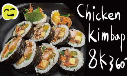 Chicken kimbap: Food walking tour [Myeongdong] - 8K 360º