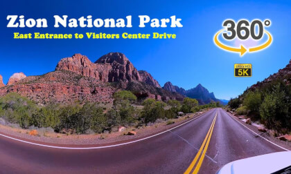 VR 360 5K Zion National Park Drive from East Entrance to Visitors Center