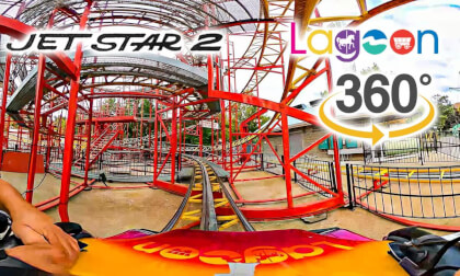 VR 360 Jet Star 2 Roller Coaster On Ride POV Lagoon 2023 09 30