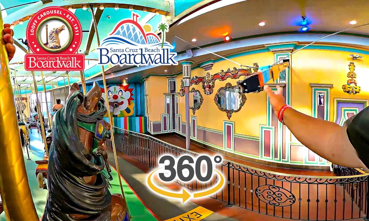 VR 360 Looff Carousel On Ride POV Santa Cruz Beach Board Walk 2024 06 21