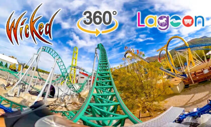 VR 360 Wicked Roller Coaster On Ride Front Seat POV Lagoon 2023 09 30
