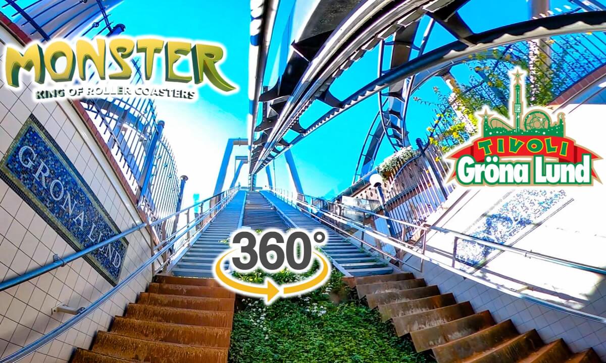 VR 360 Monster Roller Coaster On Ride POV Gröna Lund Sweden