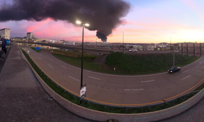 Louisville Airport Smoke Plume from UPS Plane Crash VR180