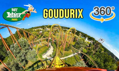 VR 360 Goudurix Roller Coaster On Ride Front Seat POV Parc Asterix 2023 08 17