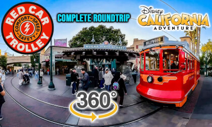 VR 360 Red Car Trolley Full Roundtrip POV Disney California Adventure 2025 01 11