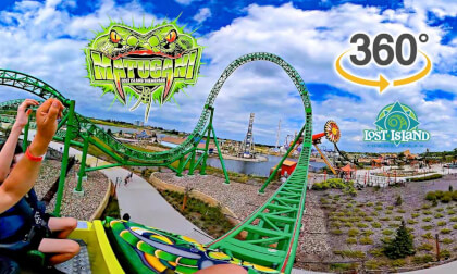 VR 360 Matugani Roller Coaster On Ride Front Seat POV Lost Island Them Park 2024 08 16