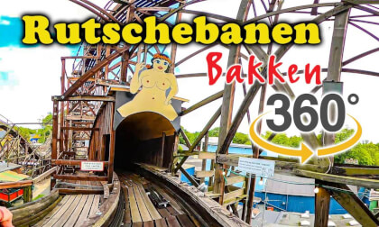 VR360 Rutschebanen Roller Coaster On Ride Front Seat POV Bakken Denmark 2023 08 05
