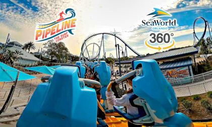 VR 360 Pipeline The Surf Coaster On Ride POV SeaWorld Orlando 2024 03 13