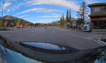 Drive into Banff and Thru Downtown (8k, 360)