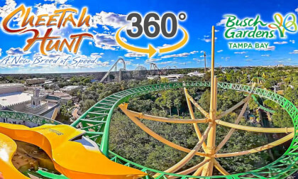 VR360 Cheetah Hunt Roller Coaster On Ride Front Seat POV Busch gardens Tampa 2025 10 16
