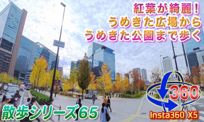 [VR Walk 65] Autumn Scenery in Osaka City: Umekita Square to Umekita Park (South Park)
