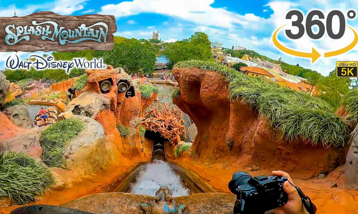 VR 360 Splash Mountain On Ride Front Seat Ultra HD 5K POV with Queue Walt Disney World 2022 11 03
