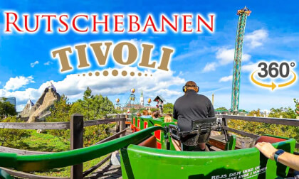 VR 360 Rutschebanen Roller Coaster On Ride POV Tivoli Gardens Copenhagen, Sjælland, Denmark 2023 08 05