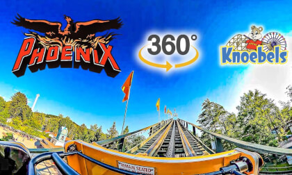 VR 360 Phoenix Roller Coaster On Ride Front Seat POV Knoebels Amusement Resort 2023 07 22