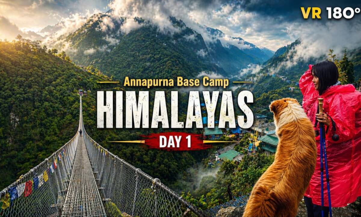 VR 3D: Annapurna Base Camp Nepal Trek Day 1 Vlog | VR180 8K