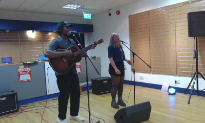 Gordon Parma & Dorothy Ella Performing Live - Sonic Boom Festivals pop up shop Burton-Upon-Trent UK