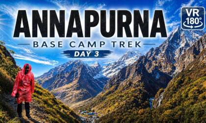 Walked Into Storm To Reach Annapurna Sanctuary – VR180 8K - Nepal Day 3