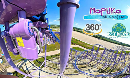 VR 360 Nopuko Air Coaster On Ride Back Seat POV Lost Island Theme Park 2024 08 16
