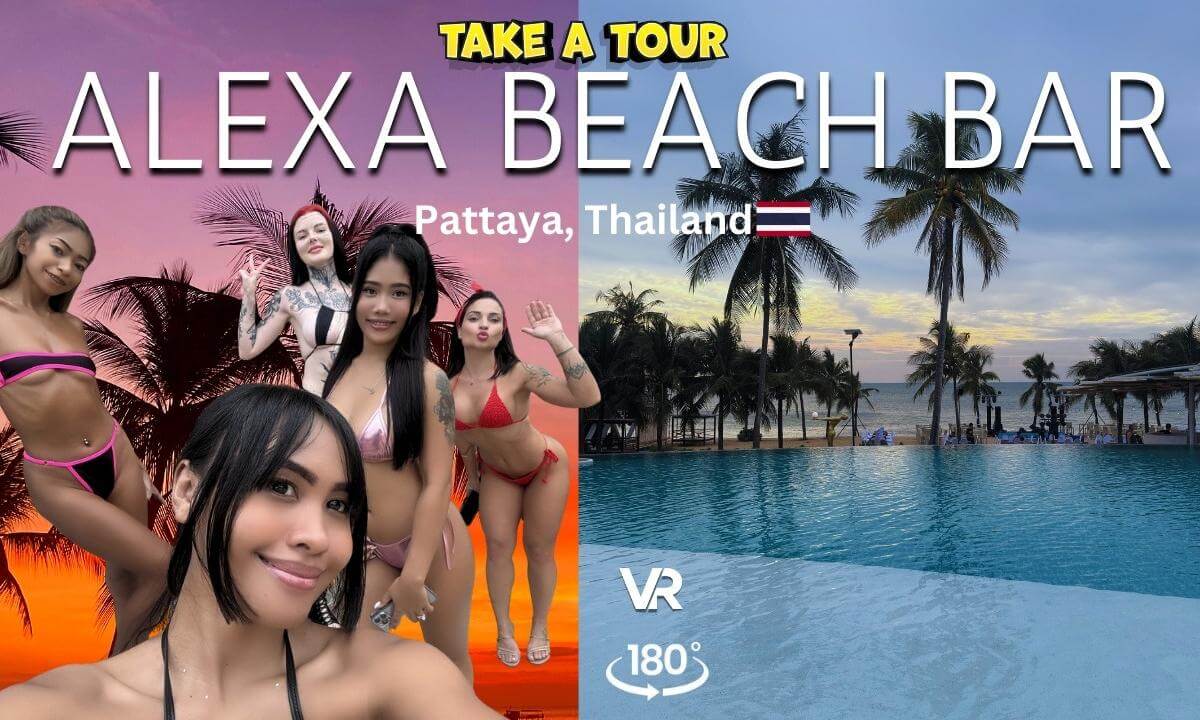 Alexa Beach Bar Pattaya Walkthrough | VR180 8K 3D (Pool • DJ • Sunset) Thailand