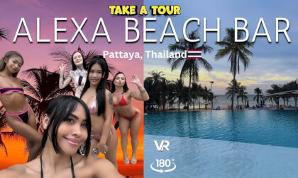 Alexa Beach Bar Pattaya Walkthrough | VR180 8K 3D (Pool • DJ • Sunset) Thailand
