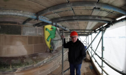 Climb the Church scaffolding with Tim from St Marys Church Warwick 3D 180