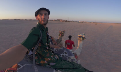 8K VR 180 Egypt Hurghada camel ride and view of the desert