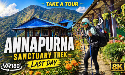 Annapurna Sanctuary Trek – Day 5, Part 3 Walking Back & Jeep Escape (VR180 8K)