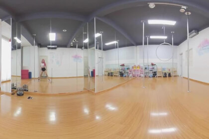 Full 360 VR Pink hair girl pole dance