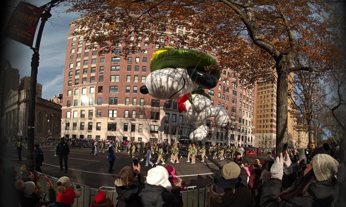 Macy's thanksgiving day parade at the 72nd street viewing