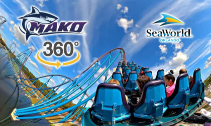 VR 360 Mako Roller Coaster On Ride Back Seat POV SeaWorld Orlando 2023 10 30