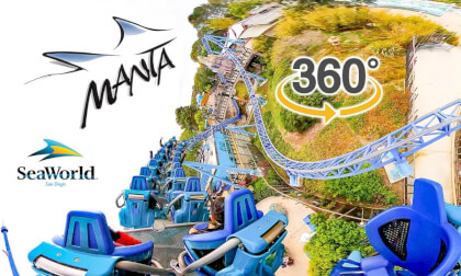 VR 360 Manta Roller Coaster On Ride Back Seat POV SeaWorld San Diego 2024 02 03