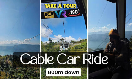 Experience mountain cable car ride from Sarangkot 800m vertical drop to Pokhara Nepal in VR180 8K 3D