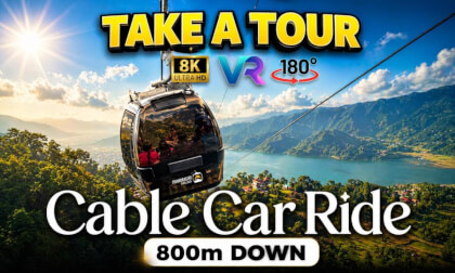 CRAZY Downhill from Sarangkot $8 Cable Car in Nepal | Take a seat with me! 8K VR180 Part 1.