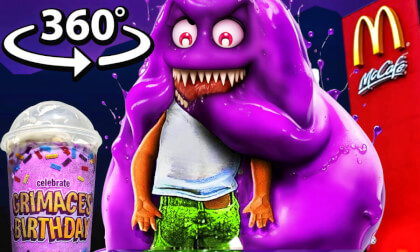 360° What is INSIDE of GRIMACE?? Birthday Shake VR Video 360° What is INSIDE of GRIMACE?? Birthday Shake VR