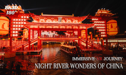 Magical River Walk: 8K VR180 Riverside Night Journey in China