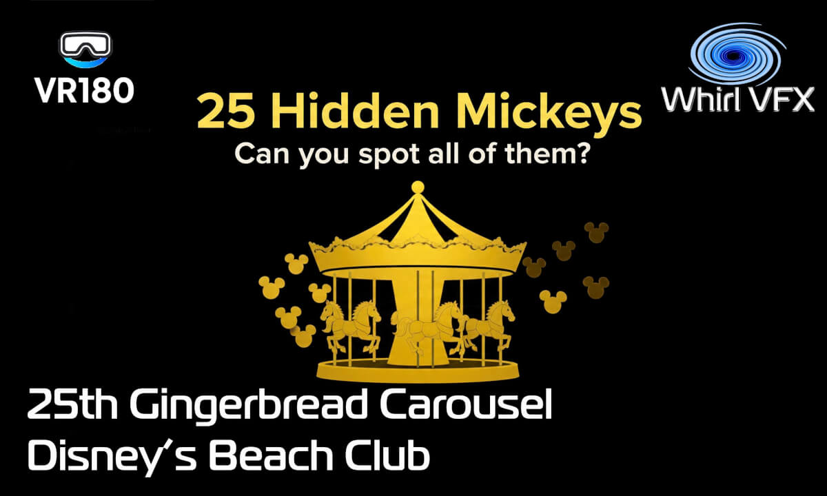 25 Hidden Mickeys Scavenger Hunt at Disney’s Beach Club Christmas Gingerbread Carousel | VR180 3D 8K