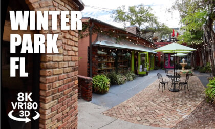 Winter Park Florida Downtown Walk VR180 8K 3D | Park Ave, Central Park, Morse Museum VR视频 3D動画 VR旅行