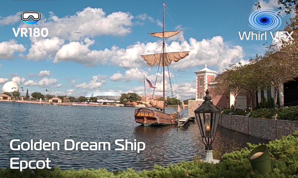 Golden Dream on World Showcase Lagoon | Beautiful Afternoon | Epcot | VR180 3D 8K