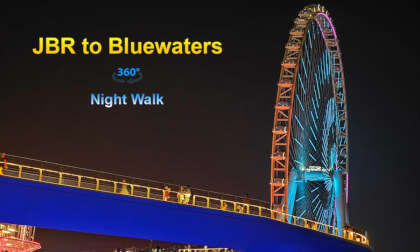 JBR & Bluewaters Walk 360° VR | Ain Dubai at Night | (Insta360 X5)