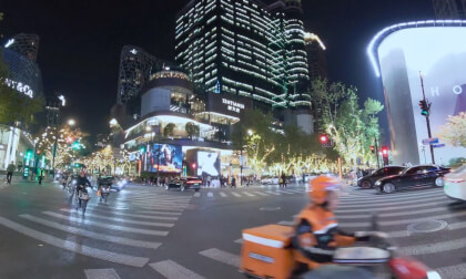 The night view of Huaihai Road in Shanghai