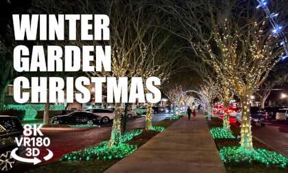 Winter Garden Christmas Lights VR180 8K 3D | Downtown Holiday Walk Orlando Florida VR视频 8K 3D動画 VR旅行