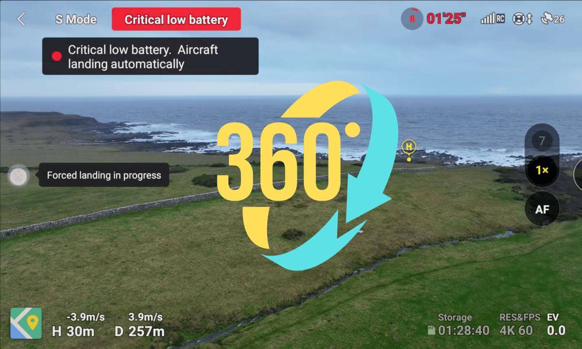 360° Video - Drone Fails to Return to Home Because of Forced Landing