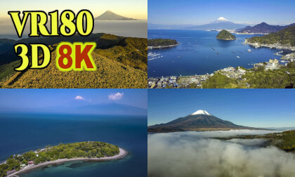 Hyperstereoscopic Aerial superb view video around Mt.Fuji in Japan