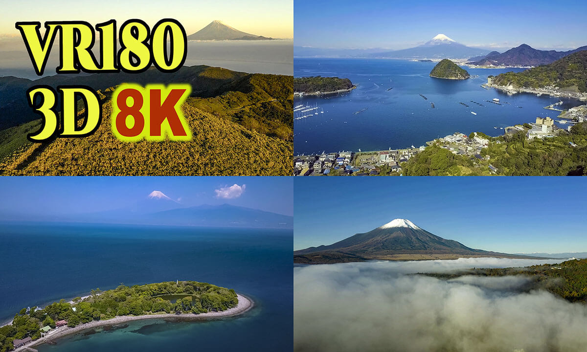 Hyperstereoscopic Aerial superb view video around Mt.Fuji in Japan