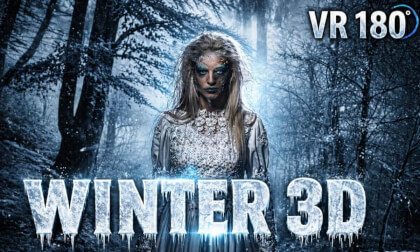 3D VR 180: BLACK FOREST in Poland Windy Icy Trail to Trojgarb in VR180 8K